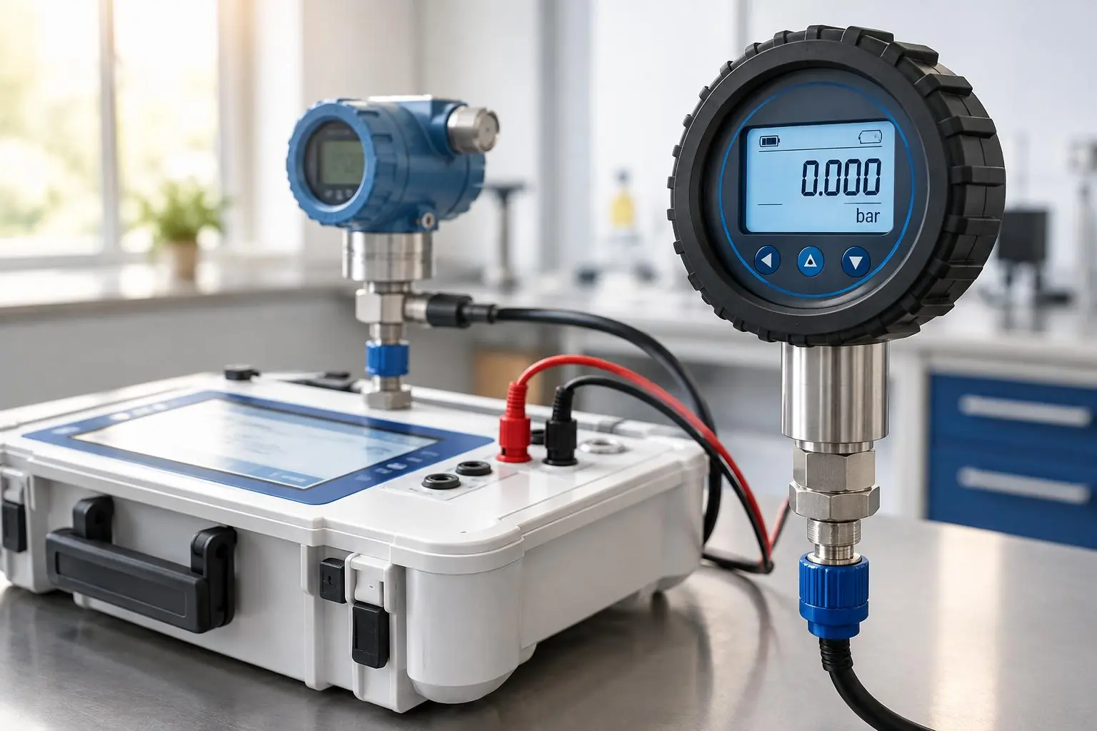 Digital gauge connected to a portable calibration instrument